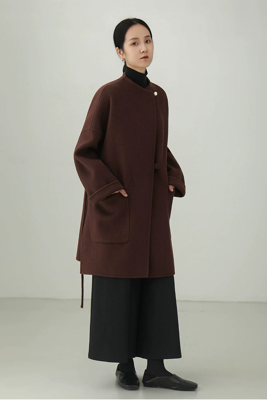100% wool double-face mid-length coat B4529