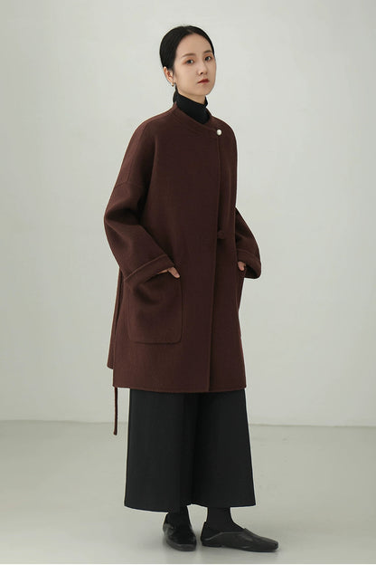 100% wool double-face mid-length coat B4529