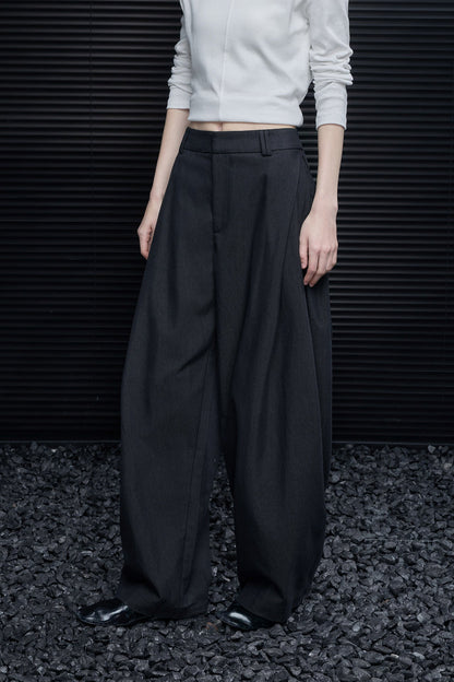 グレーストレートスーツワイドパンツ　B4666