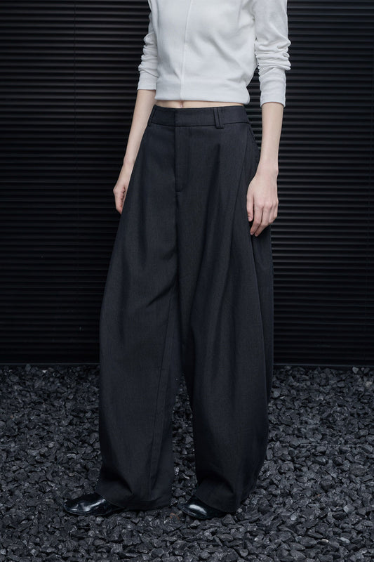 グレーストレートスーツワイドパンツ　B4666