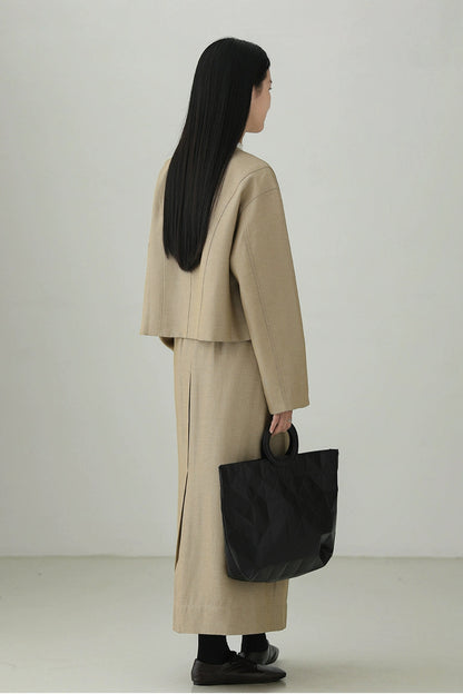 Tencel Linen Minimalist Collarless Jacket B4271