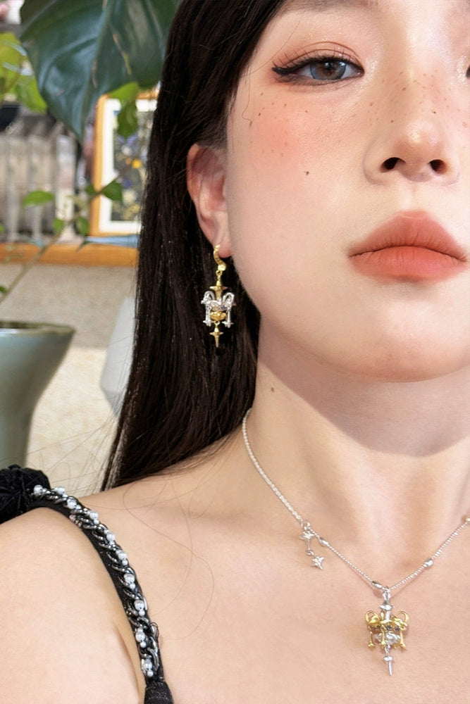 S925トワーリングスターフォールピアス（シングル）　B3973