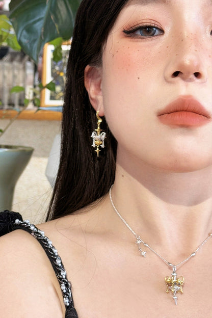 S925トワーリングスターフォールピアス（シングル）　B3973