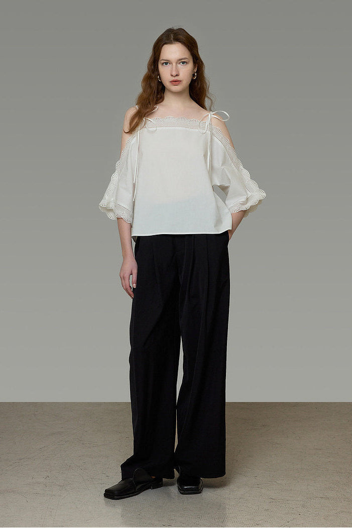 French Off-Shoulder Lace Design Blouse B4767