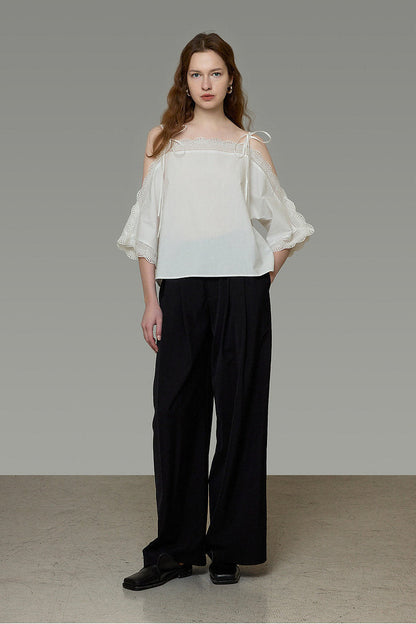 French Off-Shoulder Lace Design Blouse B4767