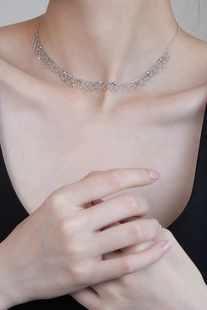 S925メッシュ編みレースネックレス　B4190
