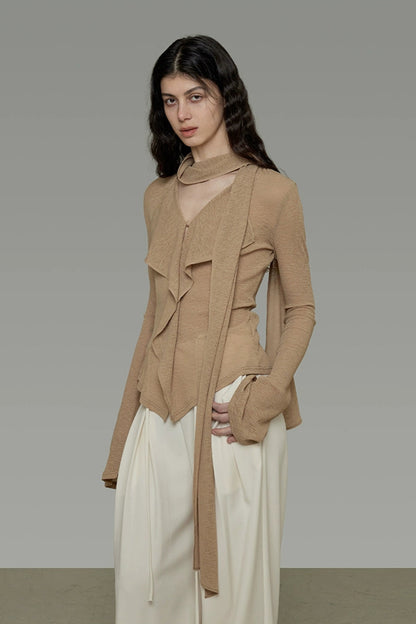 ストリーマーV ネックトップス　B4199