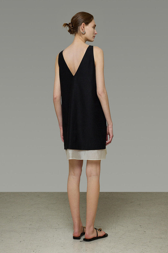 Two-Tone Two-Way Sleeveless Dress B4769