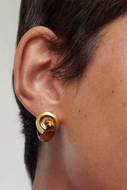 S925ジャイアントファイヤータイガーアイピアス　B4387