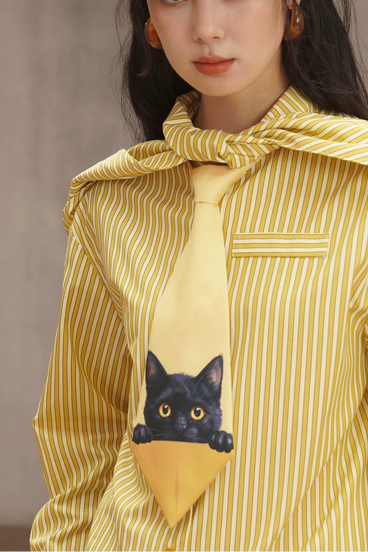 キャットレトロプリントネクタイ　 B4447