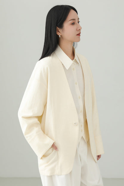 Minimalist Jacquard V-Neck Jacket B4659