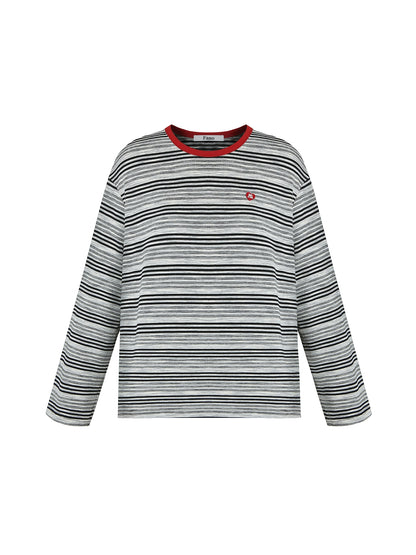 條紋撞色長袖T卹 B4215