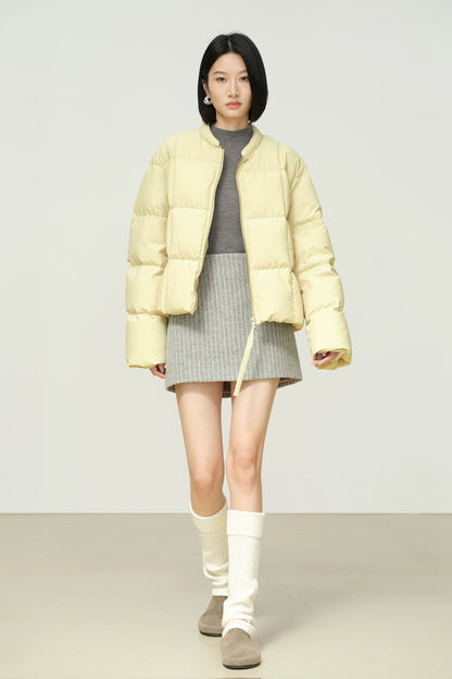 美麗諾羊毛粗呢條紋迷你裙 B4485