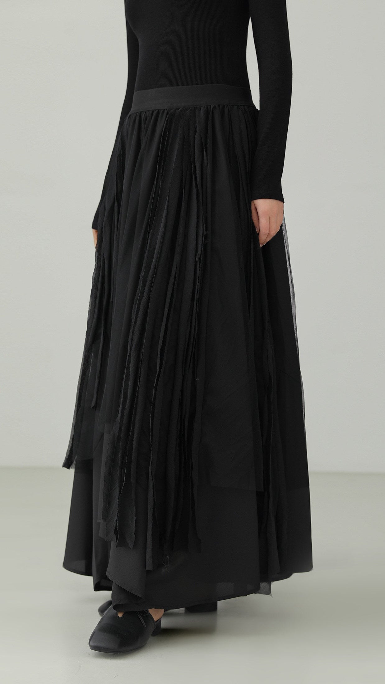 Black Hepburn Irregular Tulle Skirt B4731