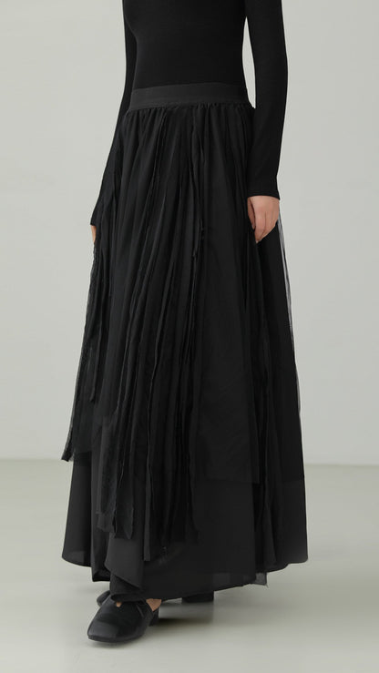 Black Hepburn Irregular Tulle Skirt B4731