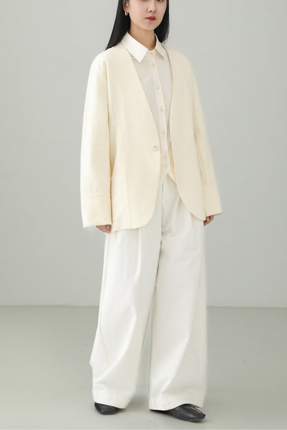 Minimalist Jacquard V-Neck Jacket B4659