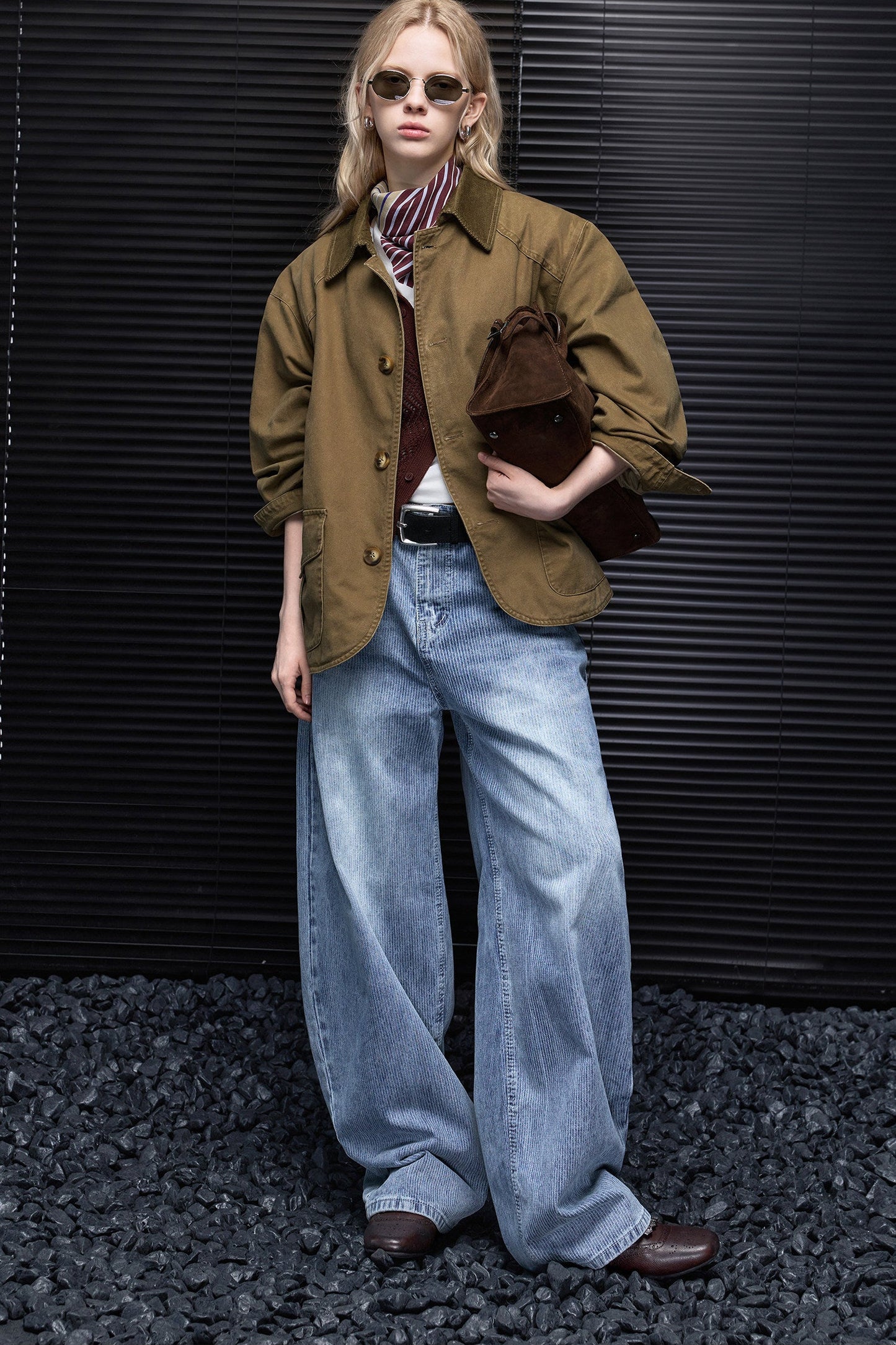 Khaki Brown Multi-Pocket Workwear Style Jacket B4957