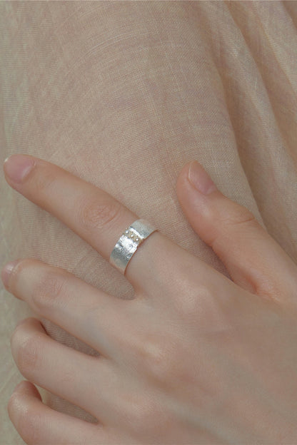 S925シングルパールブラッシュオープンリング　B4519