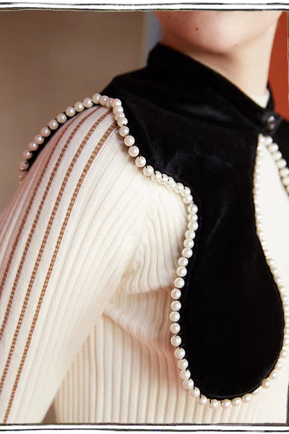 ユニークパールビーズベルベットカラー　b4446