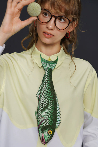 グリーンフィッシュヴィンテージ刺繡ニッチネクタイ　B4160