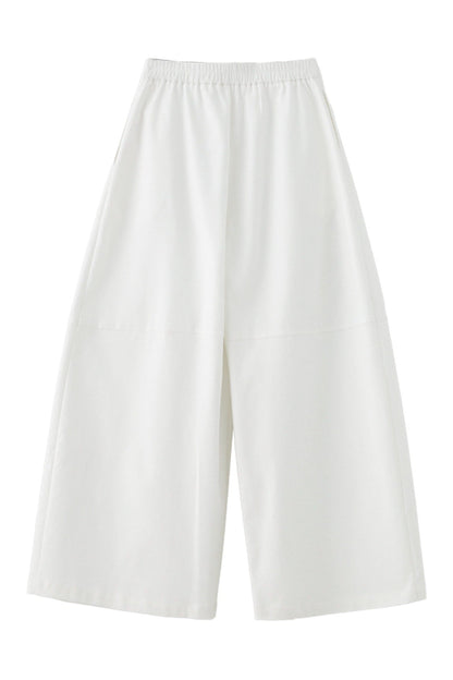 White cotton loose wide pants B4660