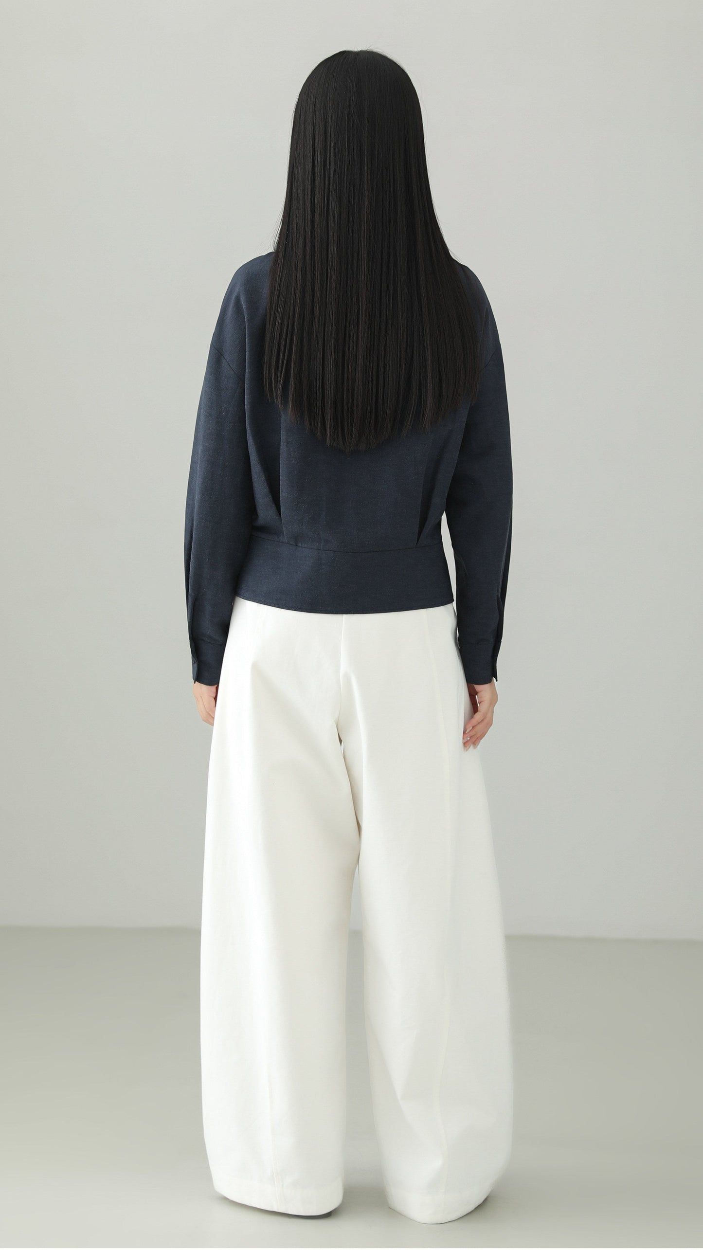 Linen blend peplum design top B4665