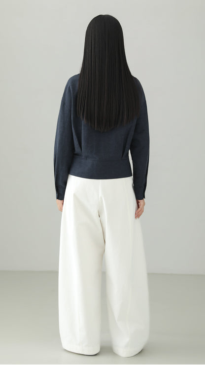Linen blend peplum design top B4665