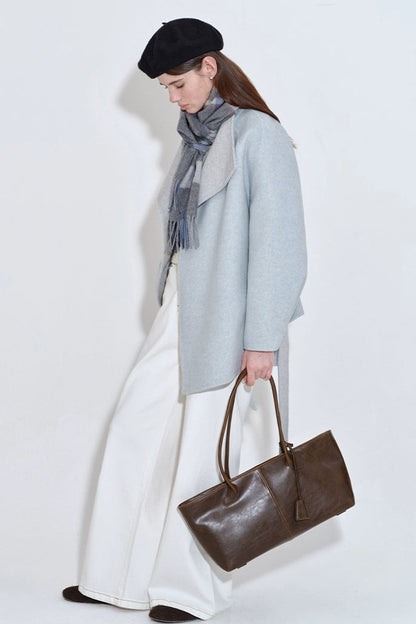 Reversible wool blend half coat B4406