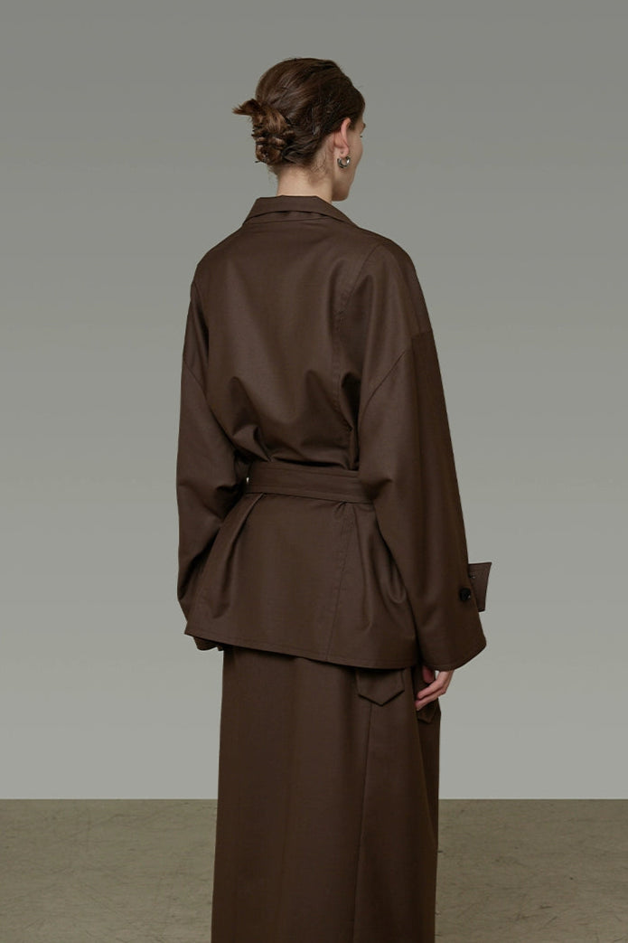 High-end loose short trench coat B4292