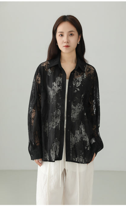 Jacquard Cutwork Shirt Jacket B4757