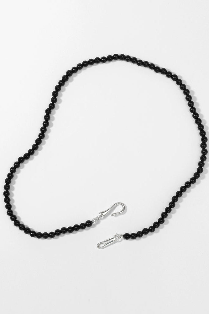 S925ミニブラックオニキスミニマリストネックレス　B4374