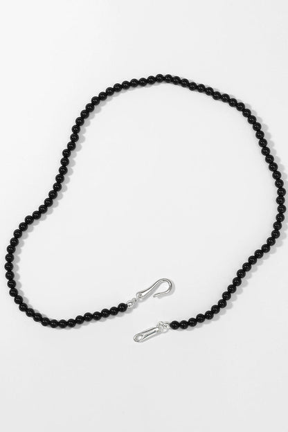 S925ミニブラックオニキスミニマリストネックレス　B4374