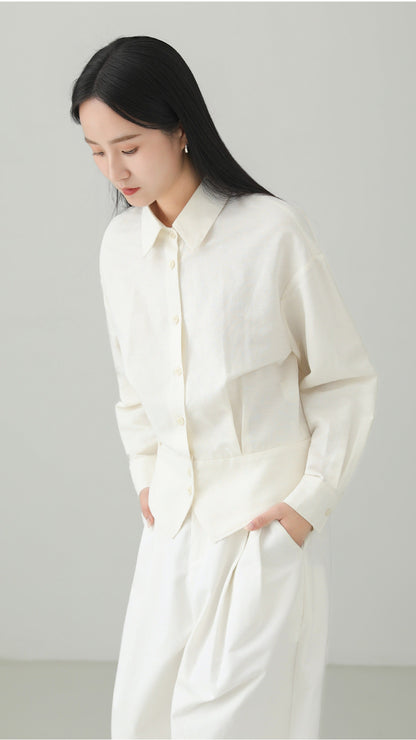 Linen blend peplum design top B4665