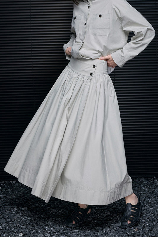 ピュアコットンハイウエストロングスカート　B4628