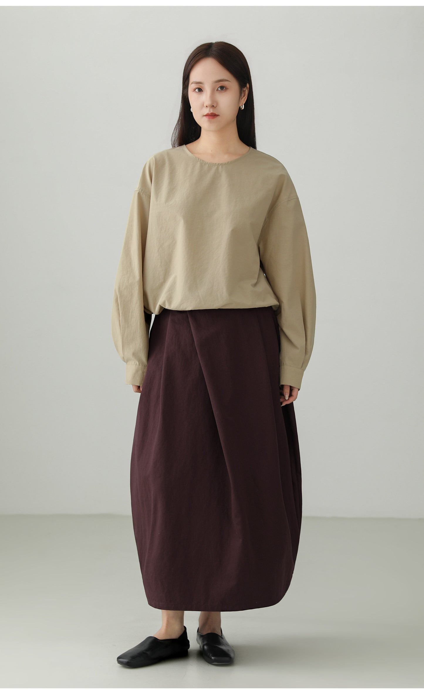 ミニマルクルーネックプルオーバーシャツ　B4729