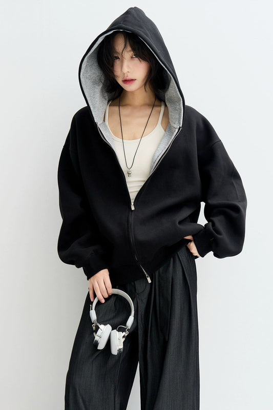 Contrast color loose sweatshirt hoodie B4430