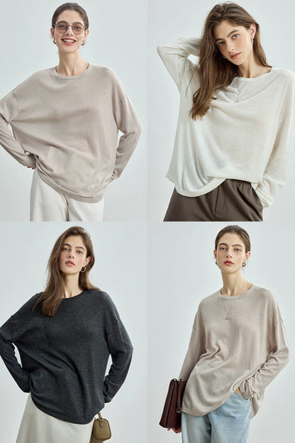 Cashmere blend drop shoulder top B4307