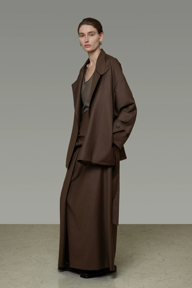 High-end loose short trench coat B4292