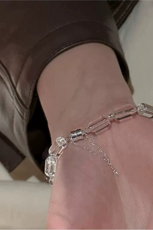 S925ブラジル産ホワイトクリスタルブレスレット　B4207