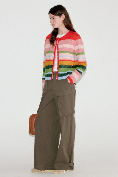 Niche Rainbow Stripe Cardigan B4405