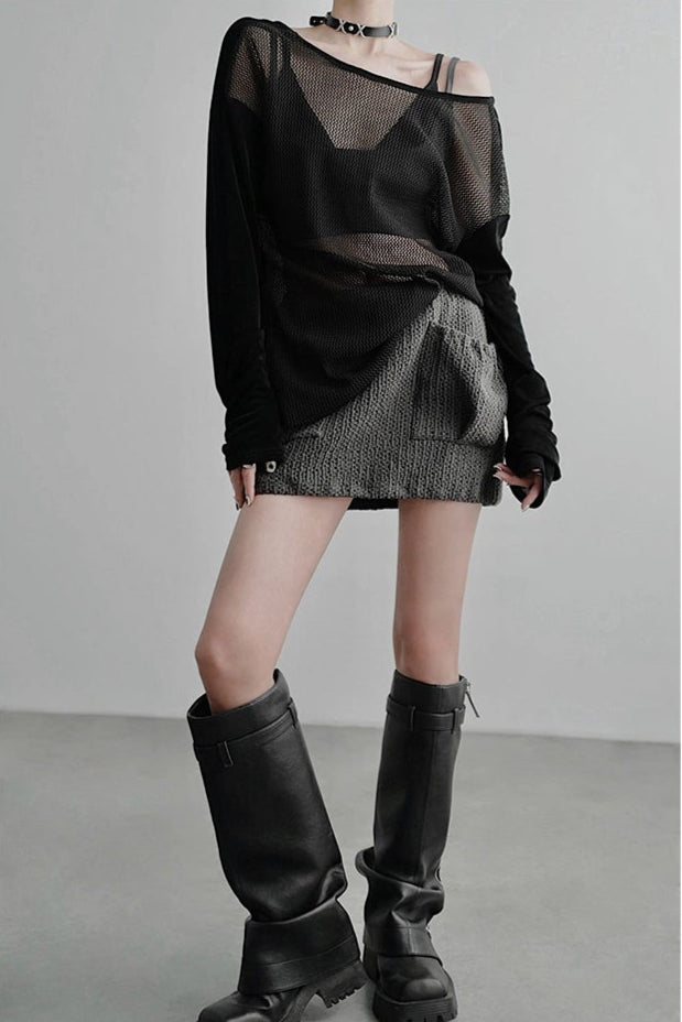 Infinity Mesh Long Sleeve Sweater B4254