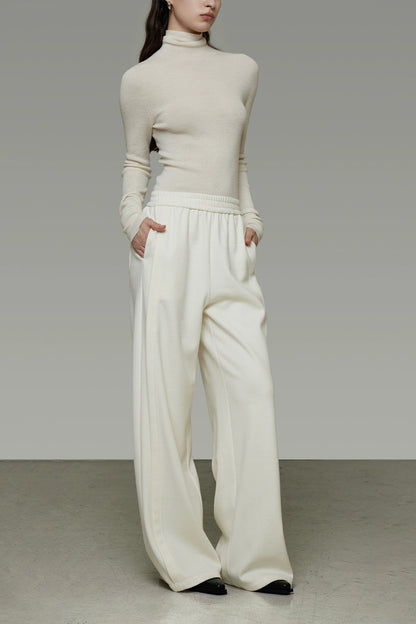 Elastic waist versatile wide pants B4487