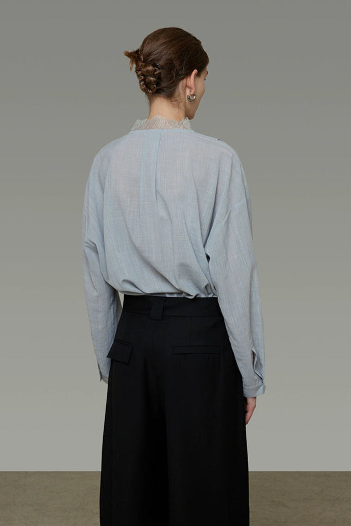 Lace V-neck loose blouse B4293