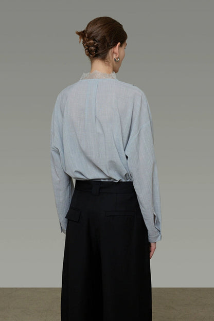 Lace V-neck loose blouse B4293