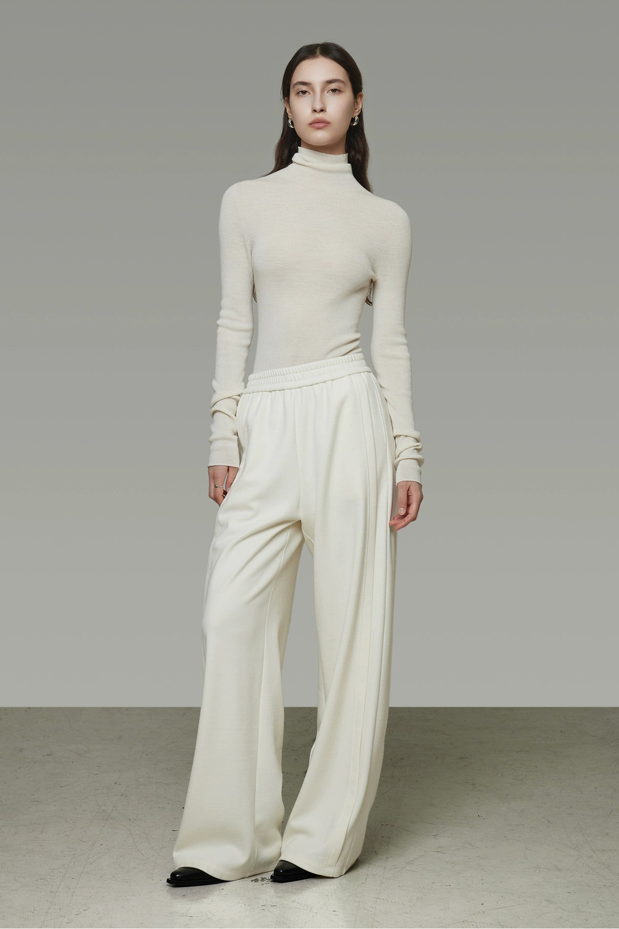 Elastic waist versatile wide pants B4487