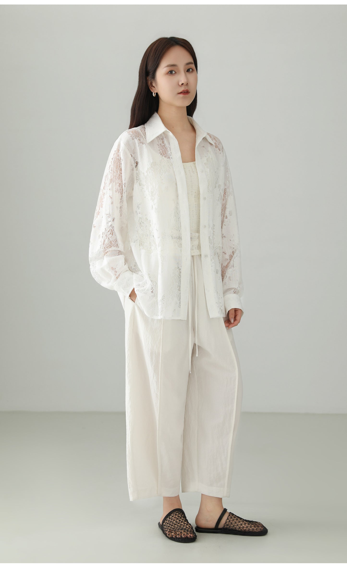 Jacquard Cutwork Shirt Jacket B4757