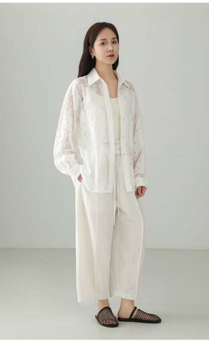 Jacquard Cutwork Shirt Jacket B4757