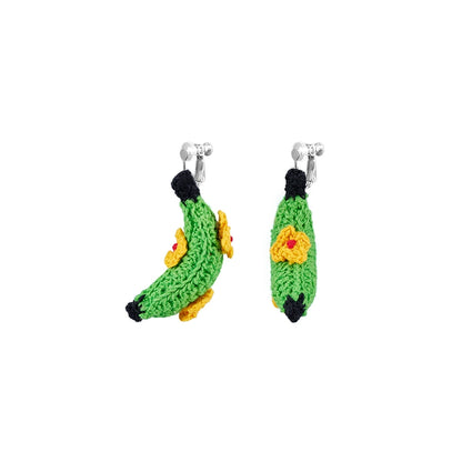Hand hook green banana earrings B2341