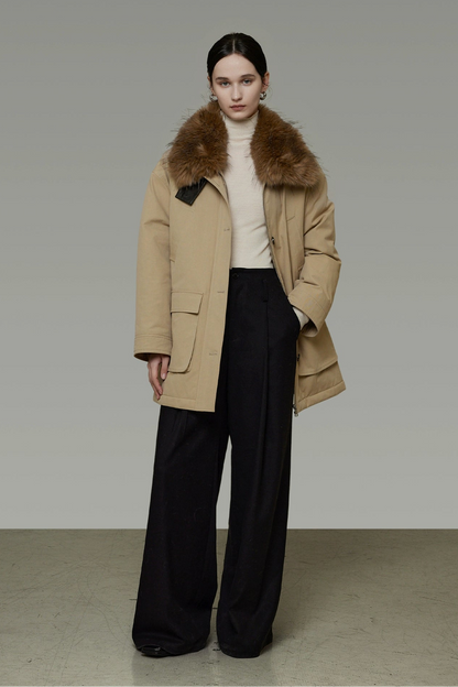 リムーバブルファーカラーコットンパディッドコート　B4509