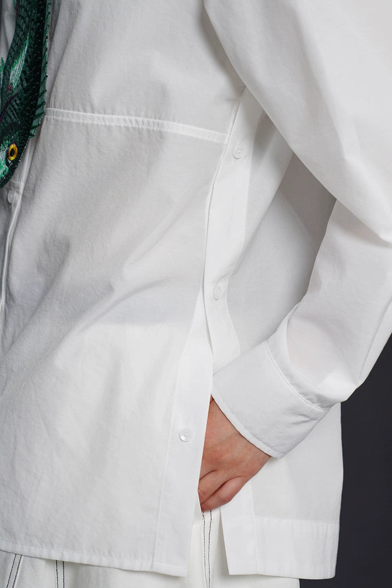 Airy smooth simple loose shirt B4167